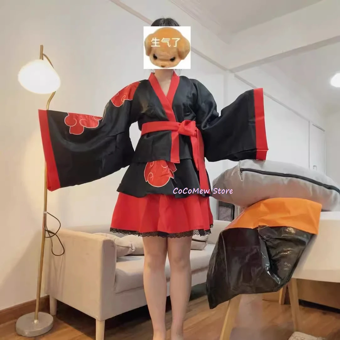 Anime Cosplay female Dress Women Costume Akatsuki Kimono Girl Dress Uchiha Sasuke Lolita Clothing Suit party uniform