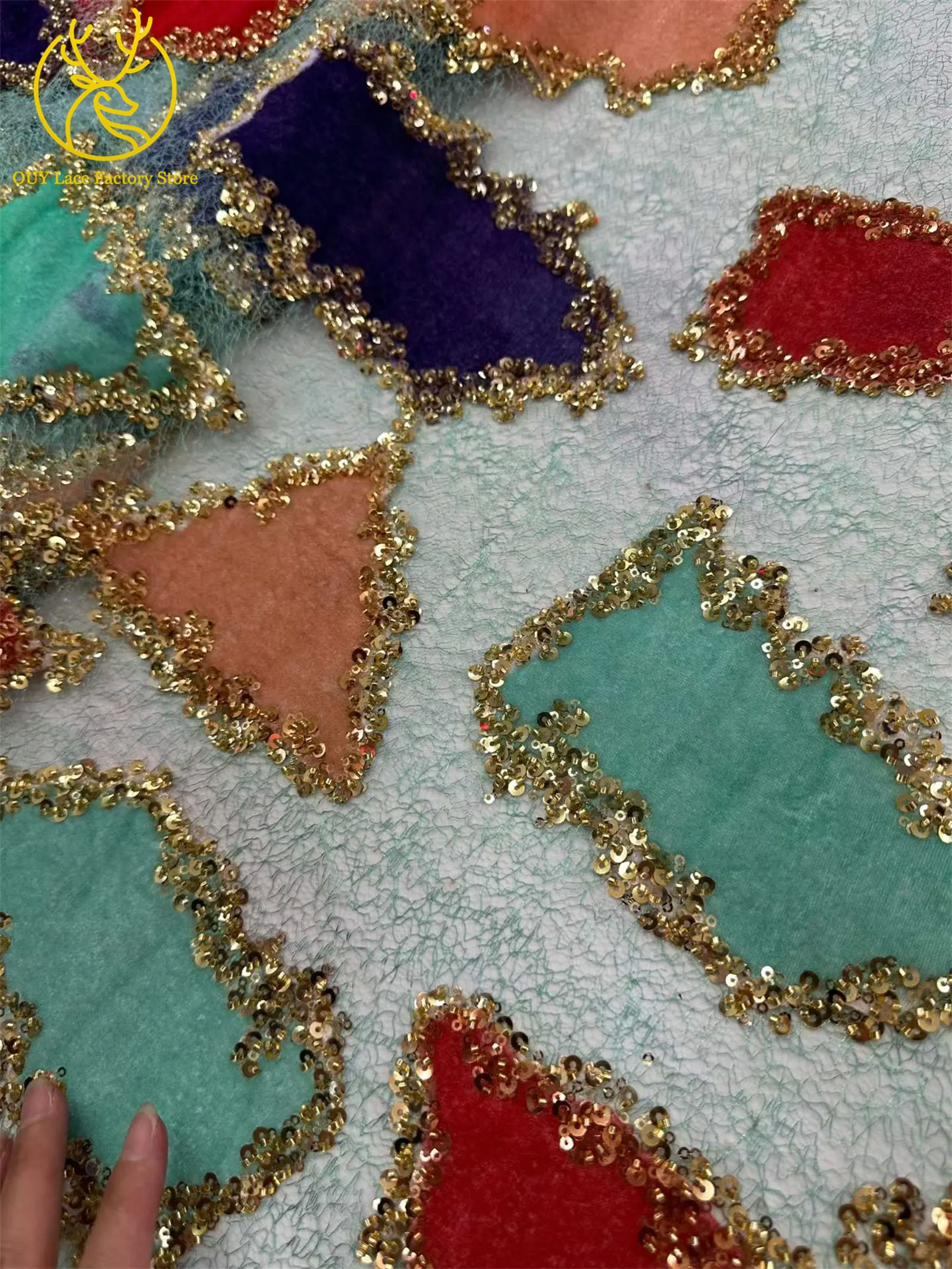 5 Yards Luxuriöser Afrikanischer Pailletten-Spitzenstoff 2026 Hochwertige Nigerianische Perlen-Spitze Französischer Tüll-Spitzenstoff für Partykleider und Näharbeiten – Detail 6