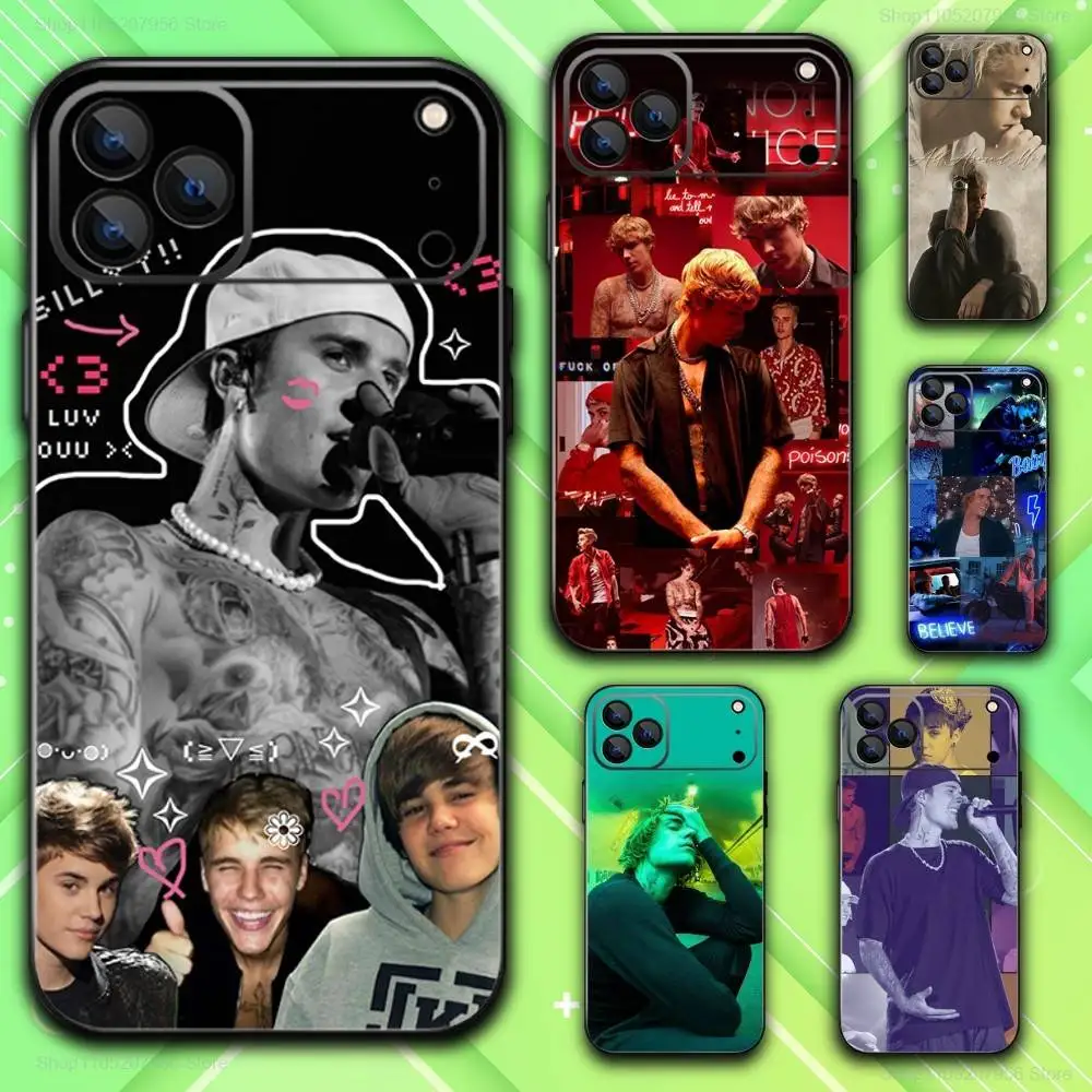 

J-Justins Singer B-Bieber Phone Case For iPhone 13,16,11,14,17,12,15,Plus,E,Air,Pro,Max,Mini Protective Black Cover