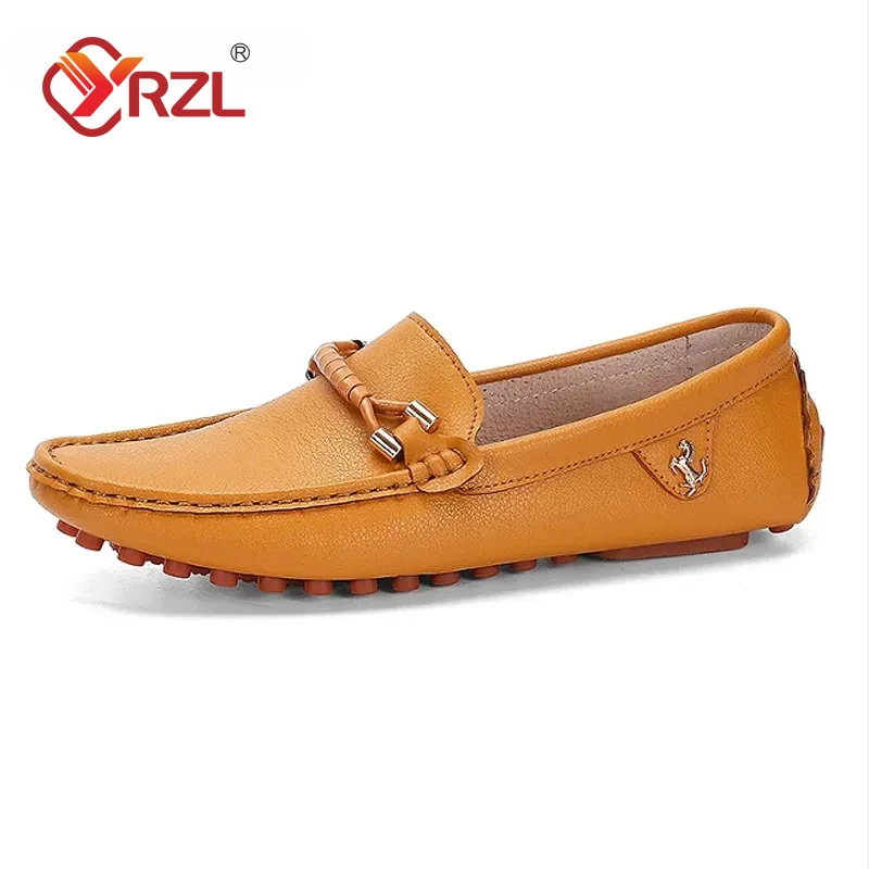 YRZL-mocassins de couro artesanais masculinos, sapatilhas casuais pretas para dirigir, mocassins azuis de slip-on, plus size 46 47 48, 2024