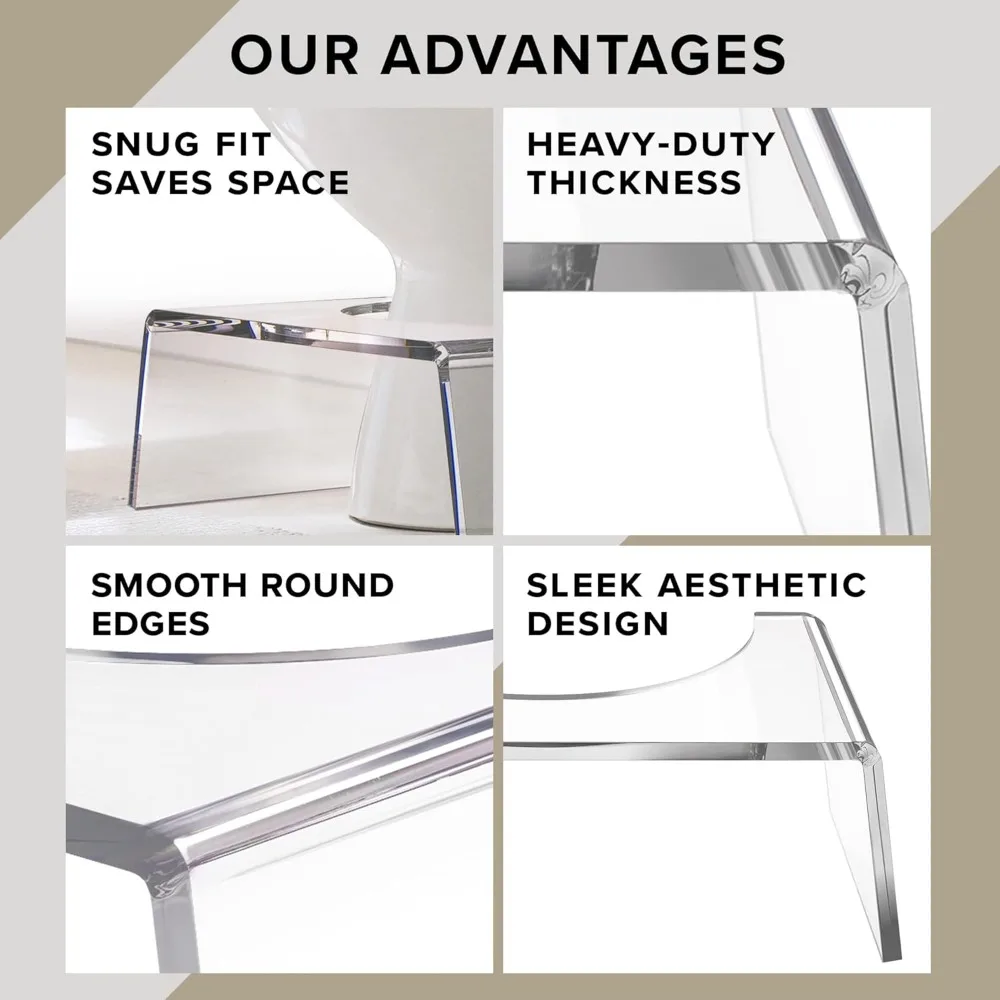 Durchsichtiger Tritthocker aus Acryl für Kinder – Töpfchentrainingshilfe, moderner Fußhocker für Kleinkinder, Badezimmer und Toilettenstuhl für Kinder |   7.5''