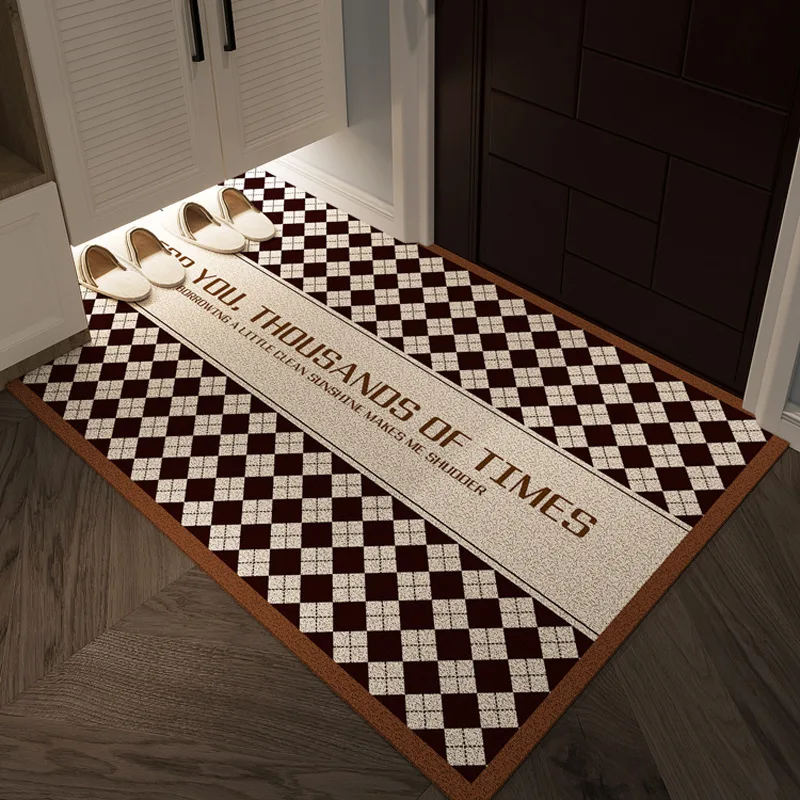 Modern Chessboard Grid Welcome Entrance Doormat Anti-slip PVC Floor Mats Entryway Porch Hallway Home Decor Dust Removal Carpet