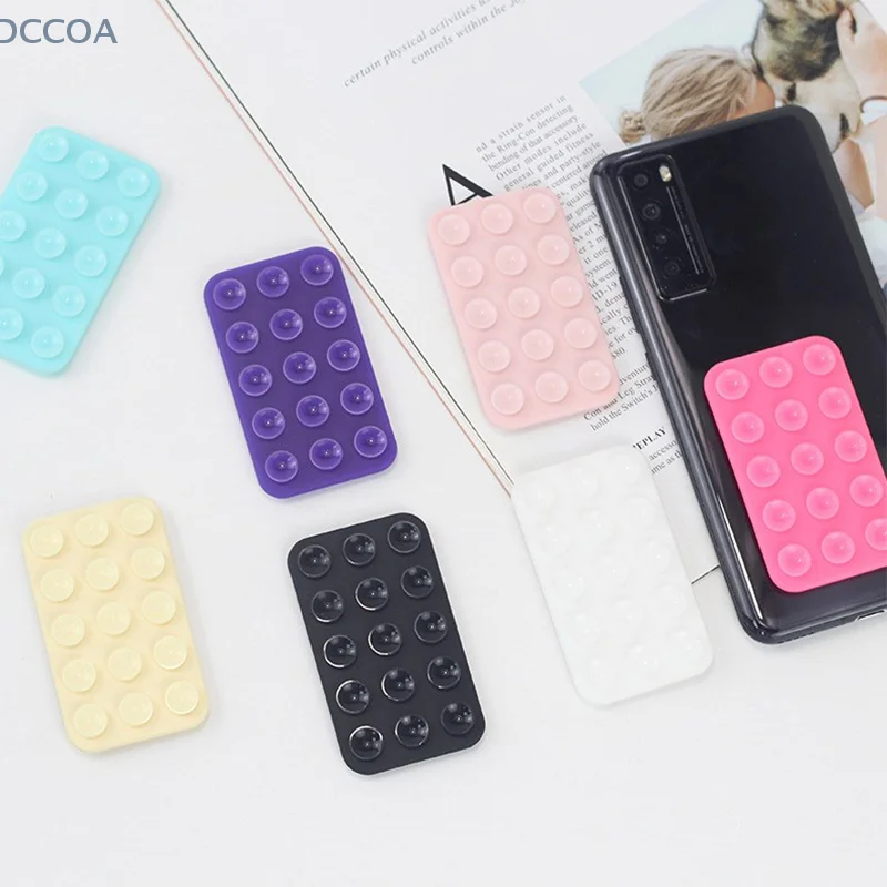 Silicone Suction Phone Holder Mat Multifunctional Suction Cup Wall Stand Square Anti-Slip Double Side Case Mount Back Sticker