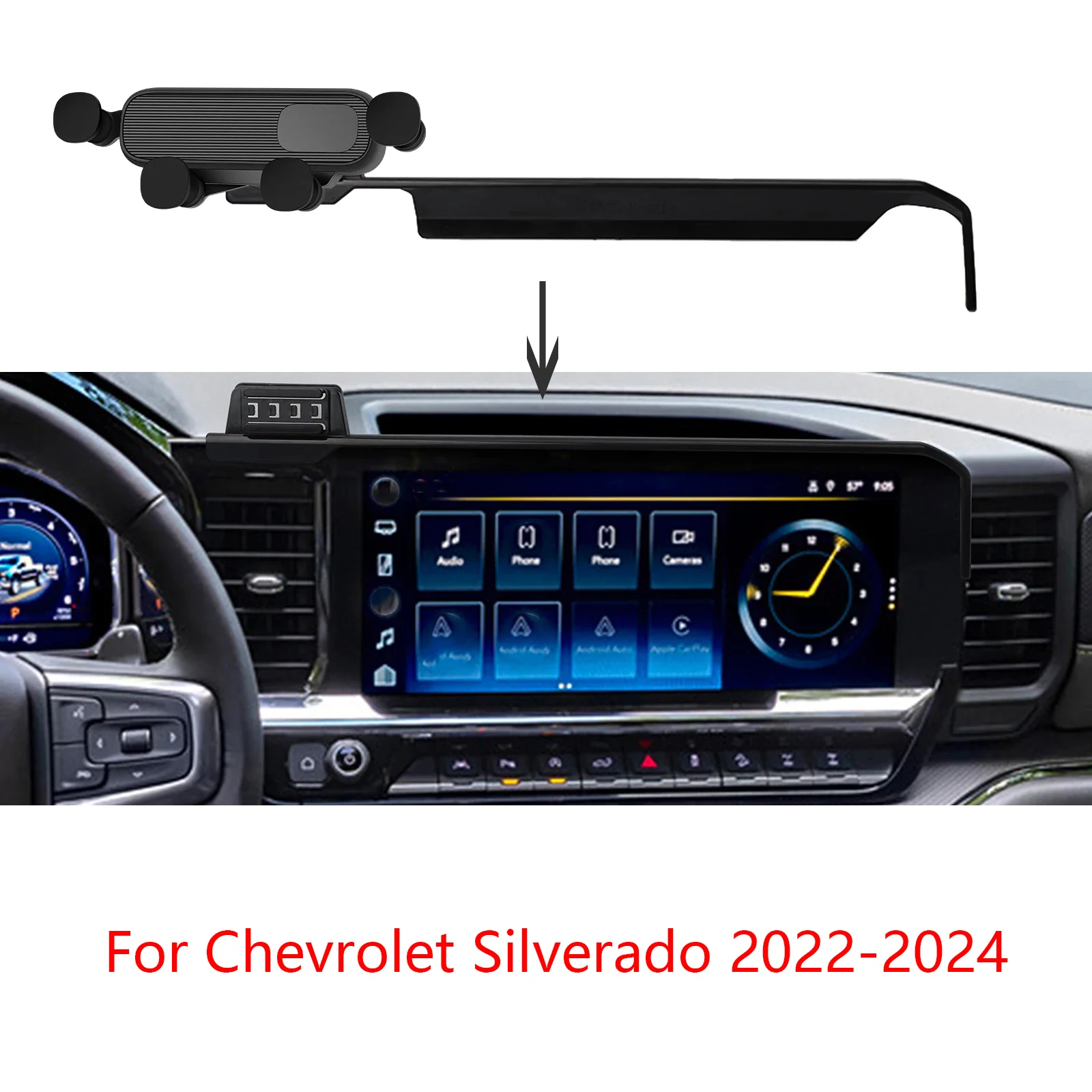 

Car Mobile Phone Holder for Chevy Chevrolet Silverado 2022 2023 2024 GPS Bracket Navigation Stand Auto Accessories