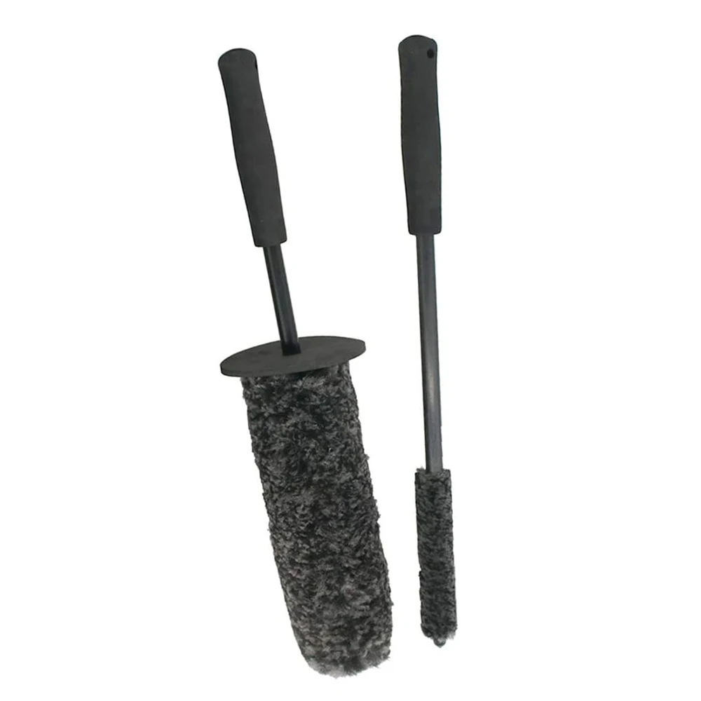 Steel Ring Fiber Cleaning Brush For Cleaning Wheels-Black Ergonomical Design Brush Handle