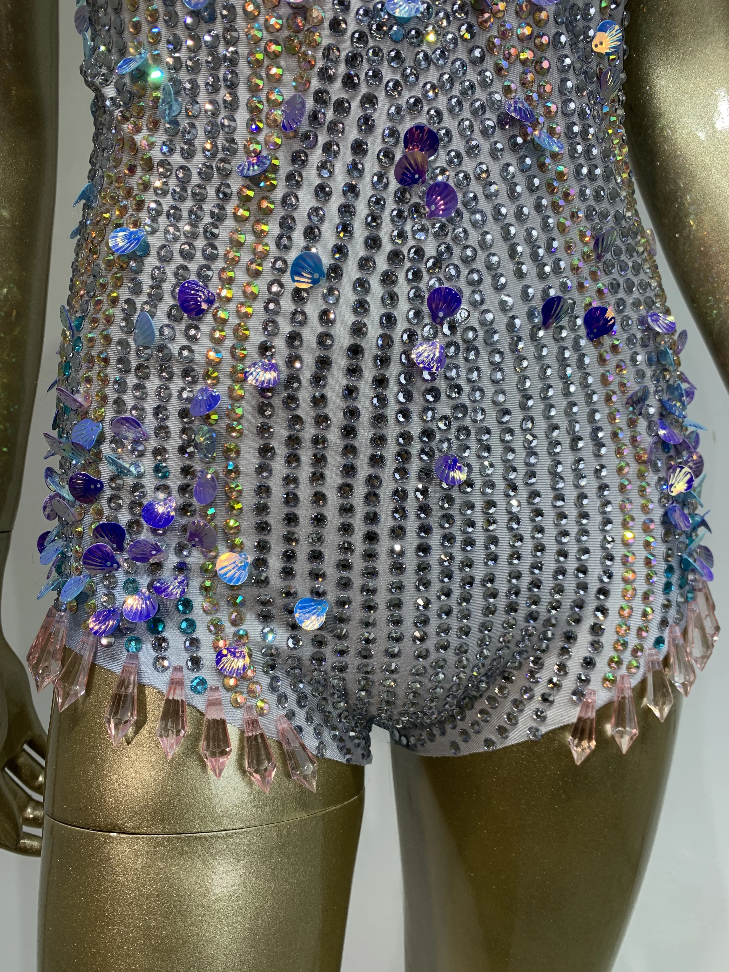 Sexy bodysuit borla casaco brilhante lantejoulas strass desempenho feminino 2024 luxo celebridade dançarino cantor roupa traje de palco