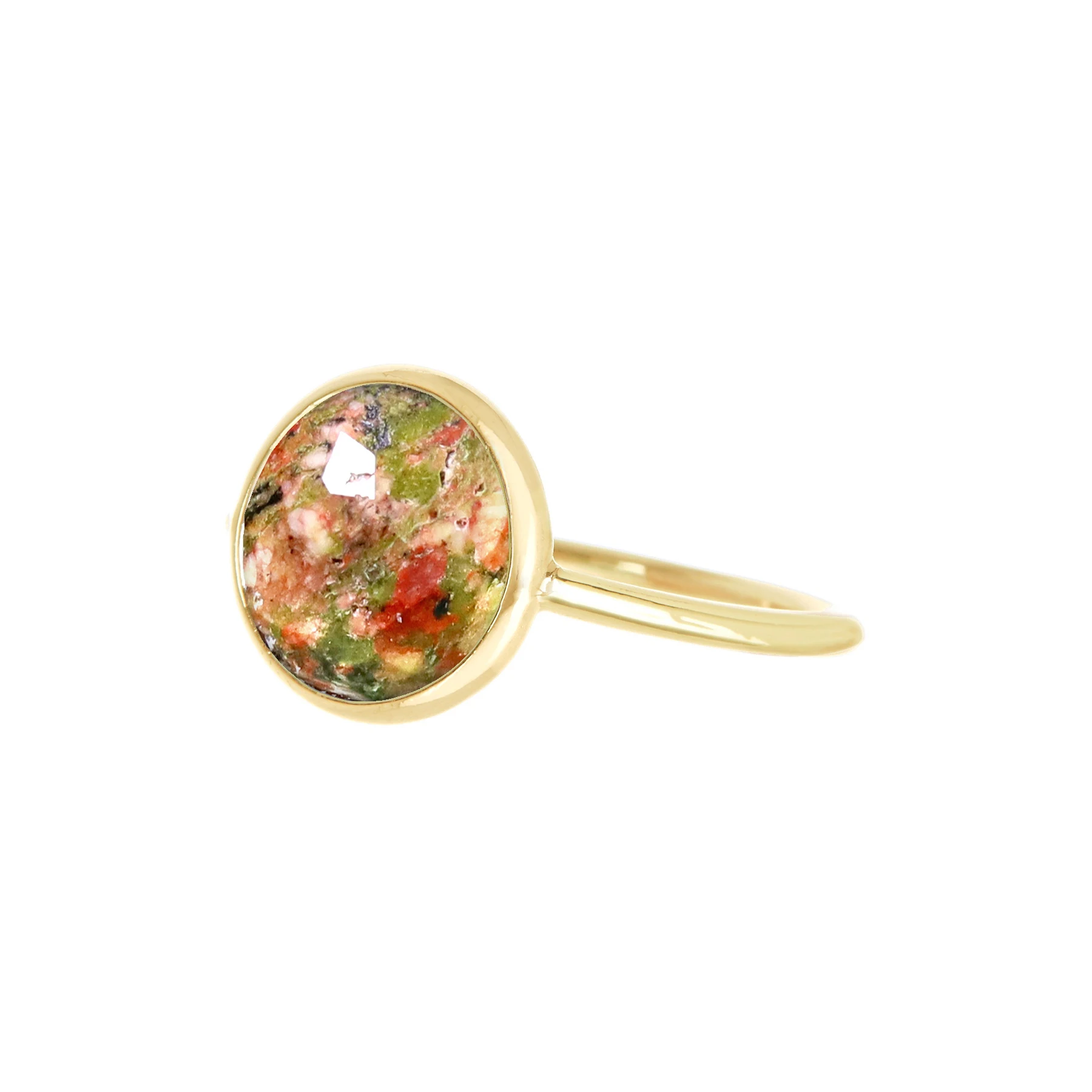 Handmade 14K Gold Filled Gemstone Unakite Ring All Size