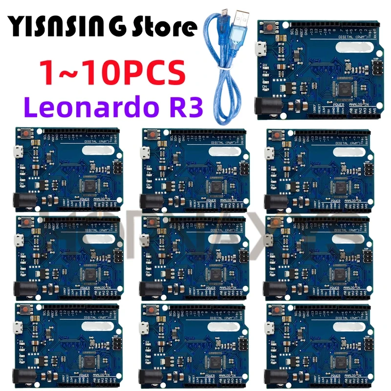 1-10pcs/ Leonardo R3 Development Board With 30cm USB Cable ATMEGA32U4 For Arduino