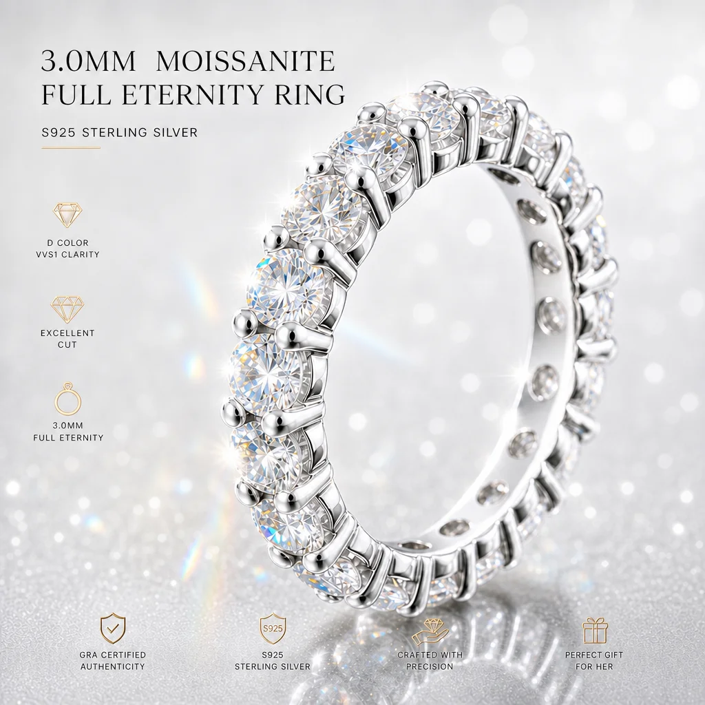 Women's Moissanite Rings With GRA Certificate S925 Sterling Silver Luxury Band Sparkling Rings Wedding Anniversary Party Gifts