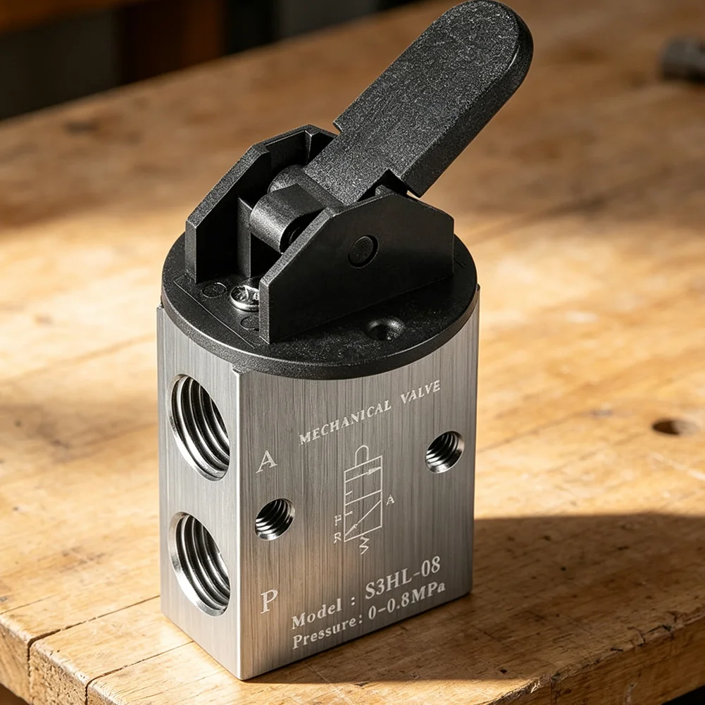 For 2 Position 3 Way Manual Valve S3HL-08 with 1/4 Port for Pneumatic Circuit Control and Auxiliary Pressure Regulation