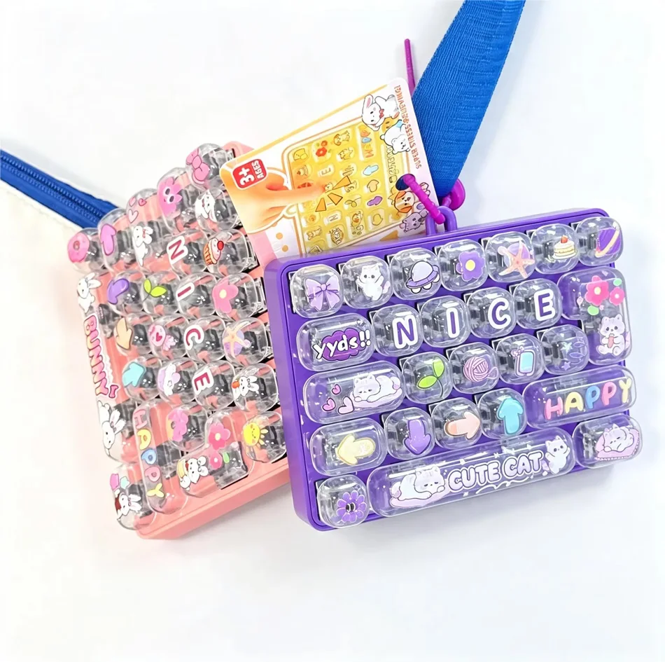 &*/26-Key Fidget Button Keychain, Cute Decompression Toy & Bag Hanging Ornament, Fun Stress Relief Pendant for Children