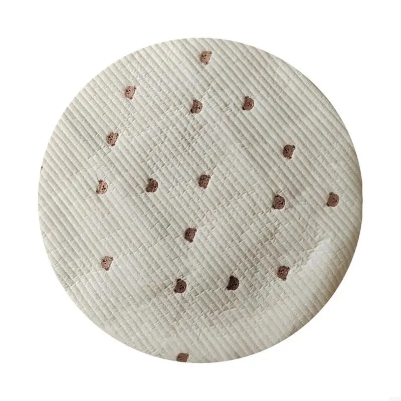 95AE سجادة لعب دائرية للأطفال، سجادة حضانة مريحة قابلة للإزالة والغسل، سجادة مستديرة لزحف الأطفال مع تطريز