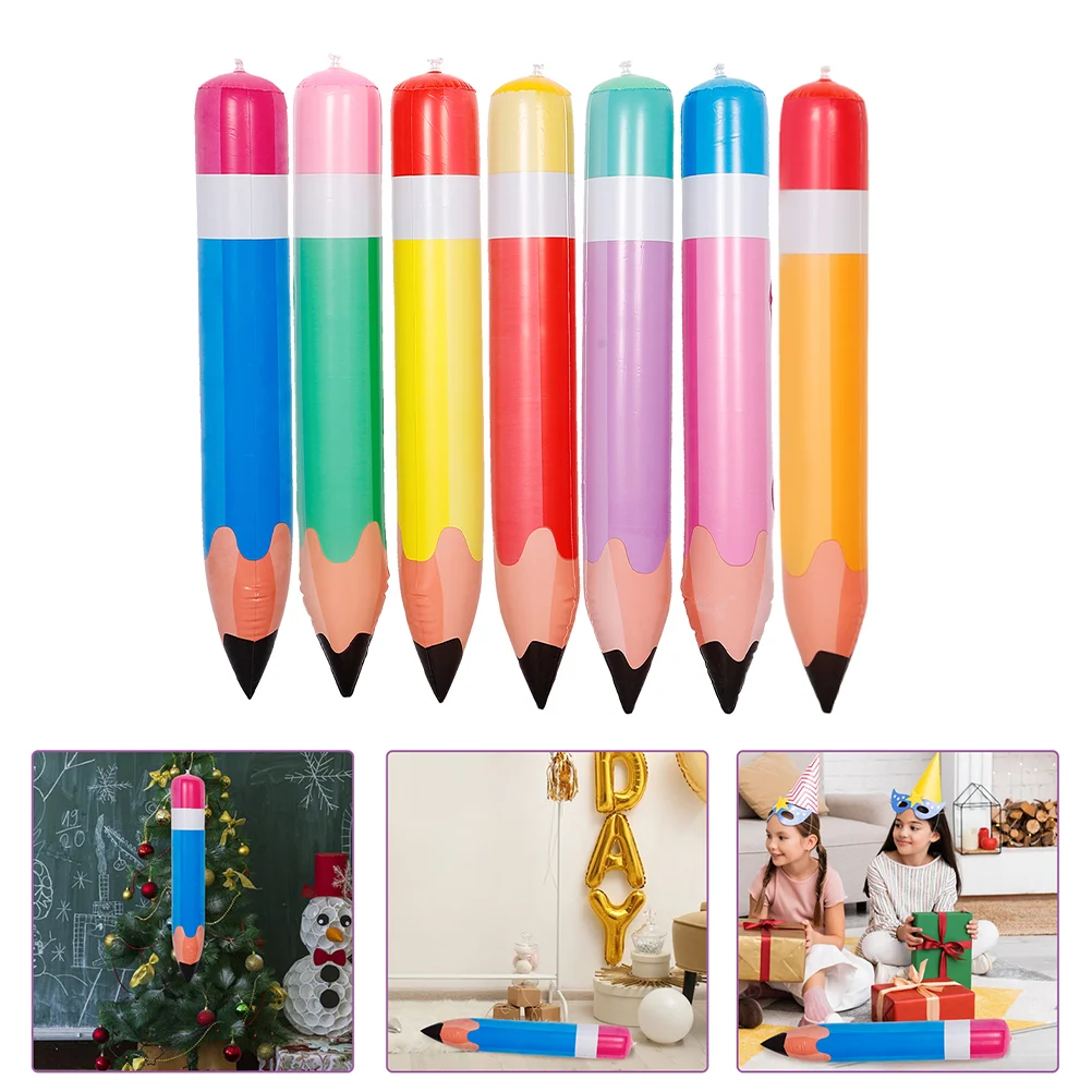 7 Pcs Inflatable Pencil Jumbo Large Toy School Balloons Giant Crayon Prop Decorations Decorate