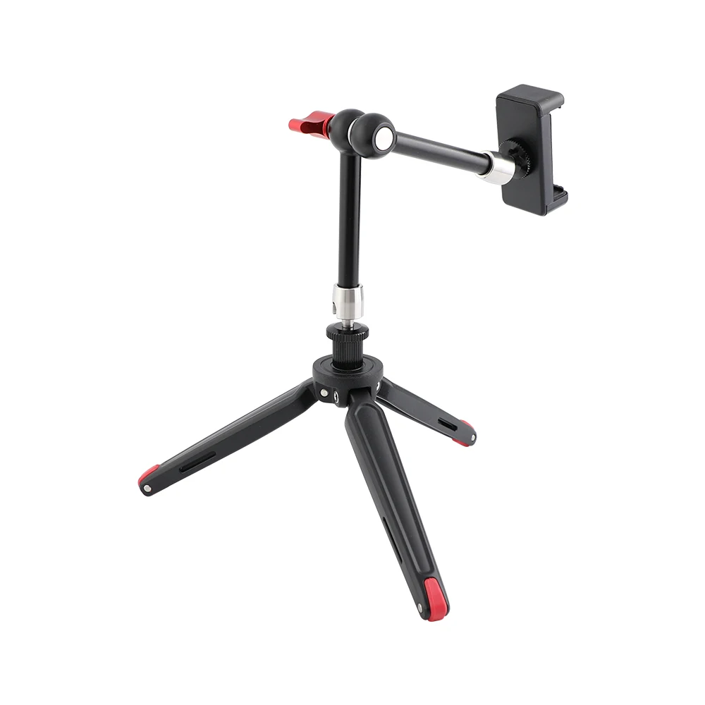 HDRIG Mini Tripod Firm Foldable Mini Tabletop Tripod Hand extension Magic Arm with Double Ball Heads Cellphone Clip For travel