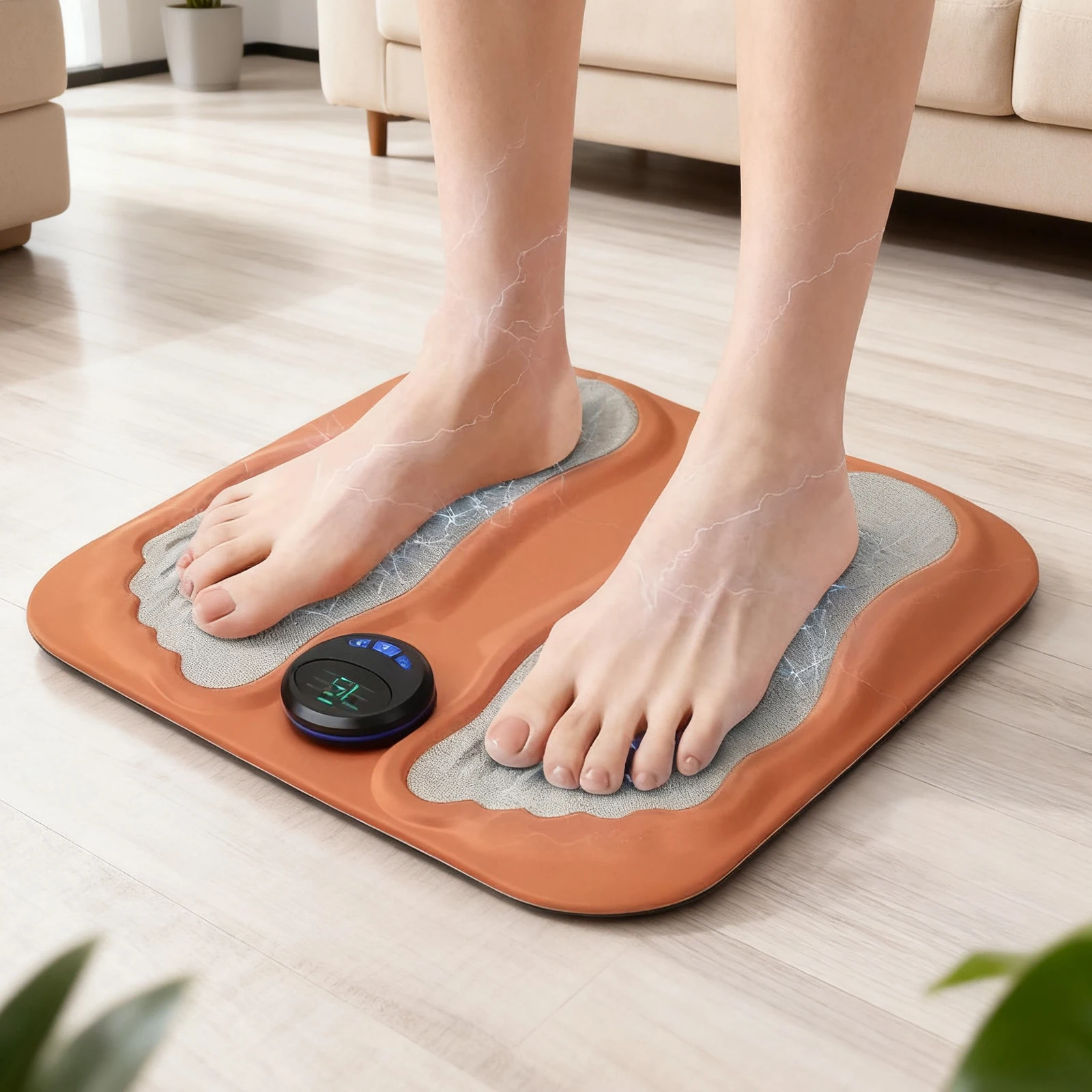 Appareil de Massage des pieds 3D avec 6 programmes, 15 intensités, stimulateur musculaire Portable et Rechargeable pour la maison, les voyages, les chevilles et les jambes arrière