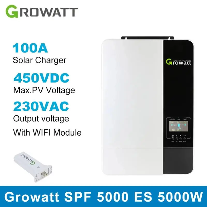 

Growatt SPF 3500ES 80/100A Inversor Senoidal Pura 5000W 230V Photovoltaic Inverter 48V Lithium Battery