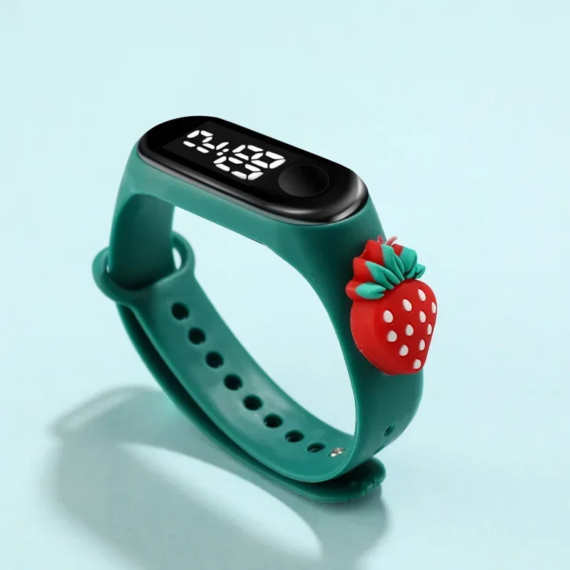 Children Strawberry Watch Birthday Gift for Child Boy Girl Smart LED Digital Cartoon Waterproof Bracelet Kids Watch Reloj Niño