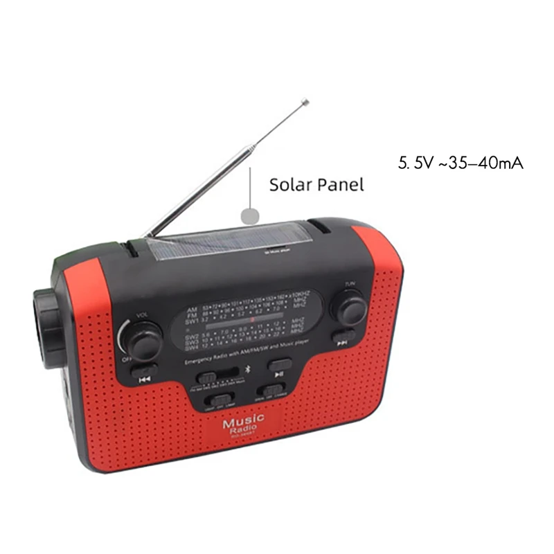 Lanterna Solar Multifuncional LED, rádio com manivela, emergência