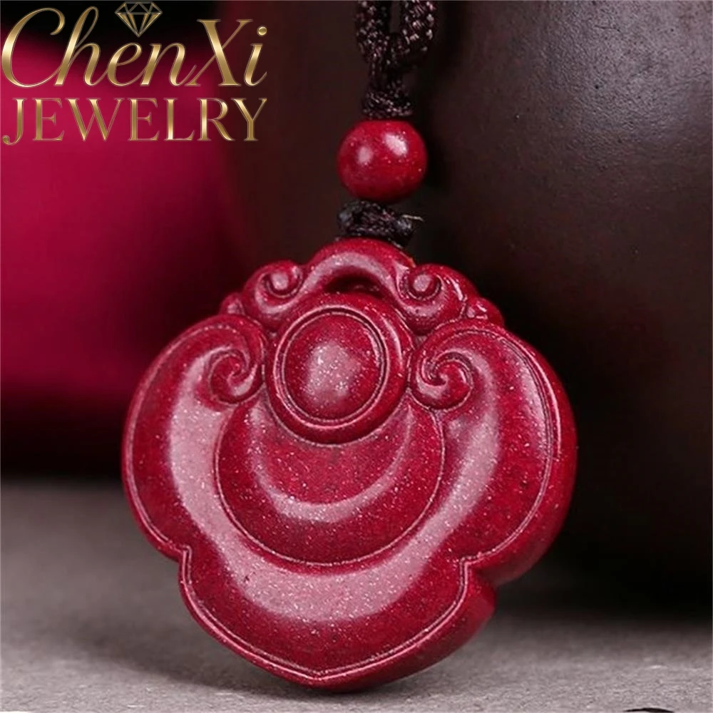 

High-End Cinnabar Ruyi Peace Lock Pendant Luxury Quality Fashion Fine Jewelry Exquisite Popular Elegant Mascots Amulets Gift