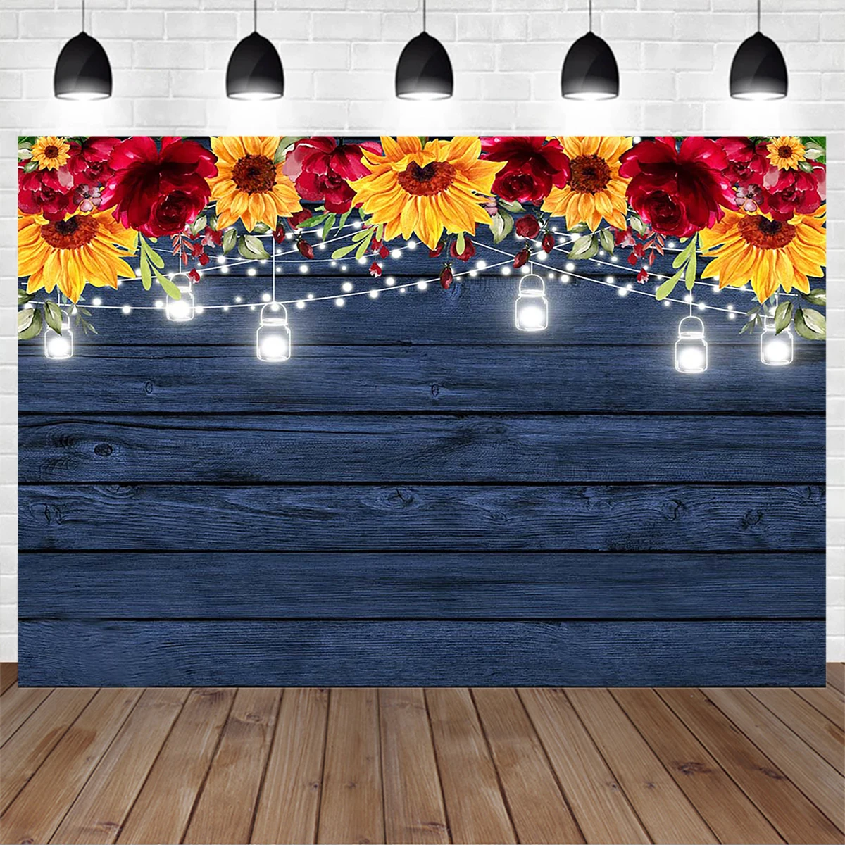 Mocsicka Birthday Party Wood Photography Backdrop Sunflower Rose Lighting Background Newborn Baby Shower Wedding Decoration Prop