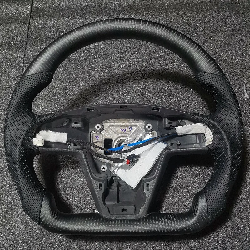 Carbon Fiber Car Steering Wheel With Heating For Tesla Model S Model X 2021-2024 Leather Steering Wheel Modified Car Accessories