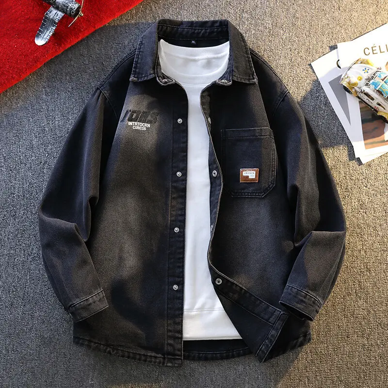 

2025 Mens Denim Jacket Men Fashion Motorcycle Jean Jackets Men's Causal Oversized Cotton Casual Blue Denim Jacket Outerwear Coat