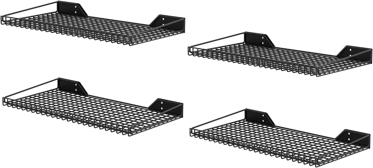 

Прочные металлические настенные полки, 4 шт., 23,6x11,8 дюймов, максимальная нагрузка 65 фунтов, для гаража и офисного хранения