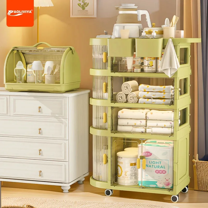 

Aoliviya Bedroom Baby Products Storage Rack Baby Storage Rack Movable Multi-Layer Storage Rack Snack Trolley