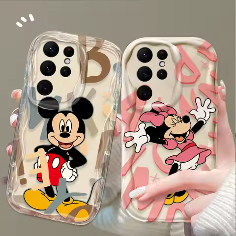 Mickey Minnie Phone Case For Samsung Galaxy S25 S24 Ultra S23 S22 S21 S20 Plus FE A56 A36 A26 Shockproof Soft Silicone Cover