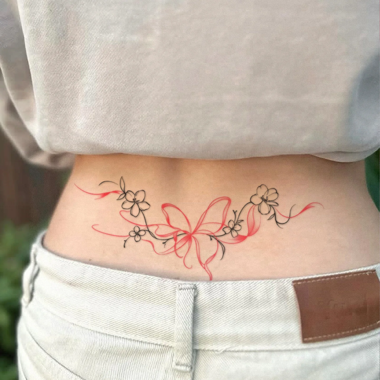 

Minimalist Leaf Vine Tattoo Sticker Waterproof Long Lasting Fine Line Temporary Tattoo for Women Finger Hand