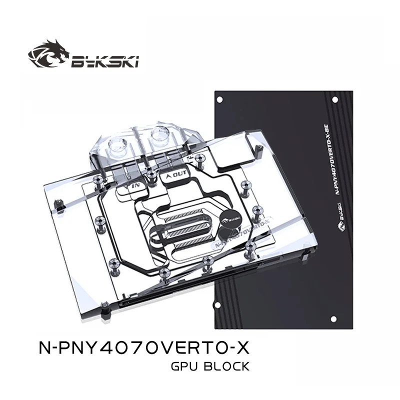 Bykski N-PNY 4070 VERTO-X GPU-blok Gebruik voor PNY RTX 4070 XLR8/4070TI OC Grafische videokaart Waterkoeling / Volledig coverontwerp