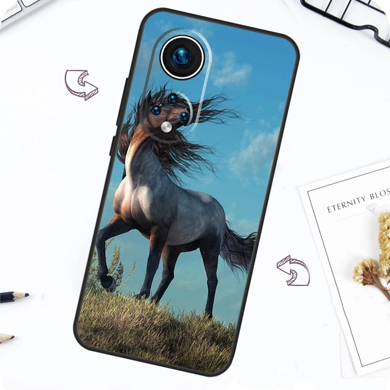 Galloping Horse Case For Honor 50 70 80 X7 X8 X9 Cover For Huawei Nova 5T P20 P30 P40 Lite P50 Mate 50 Pro