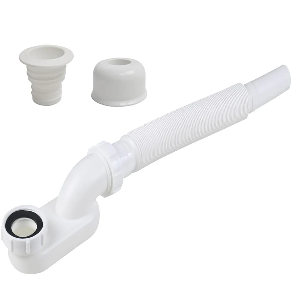 Flat Profile Drain Pipe Kit G1-1/2 Inch P-Trap for Freestanding Bathtub Supporting Installation in Tight or Layouts