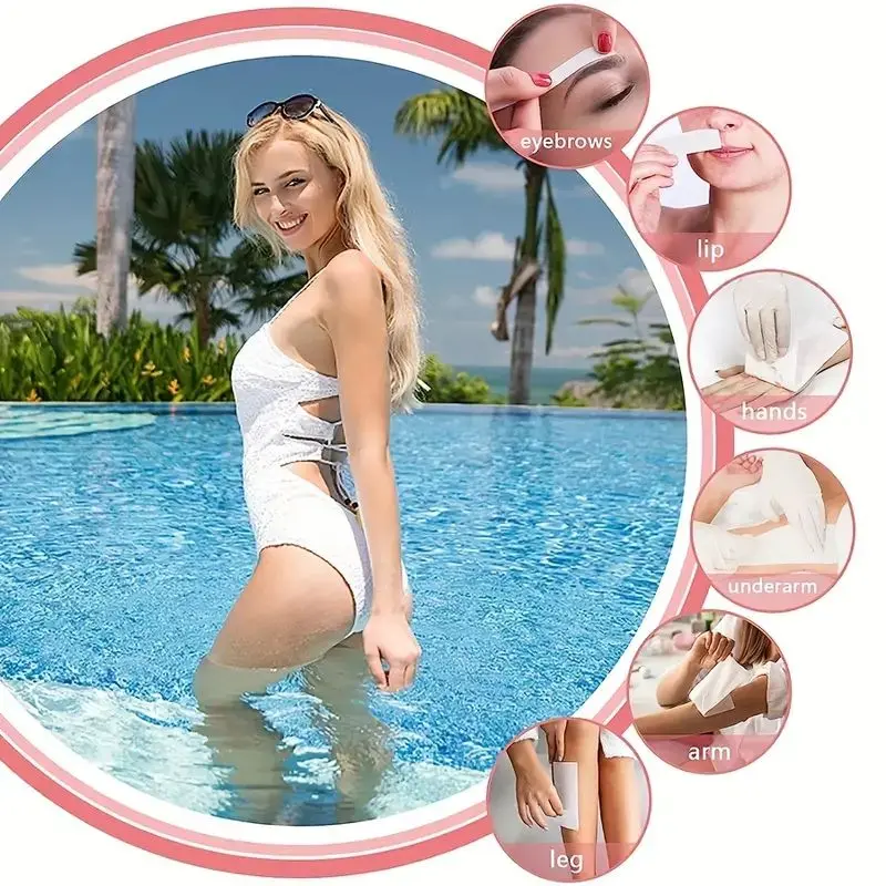 Deluxe Wax Strips Kit - Painless, Gentle, and Effective Hair Removal for Face, Eyebrow, Leg, Body, and Bikini Areas with Easy