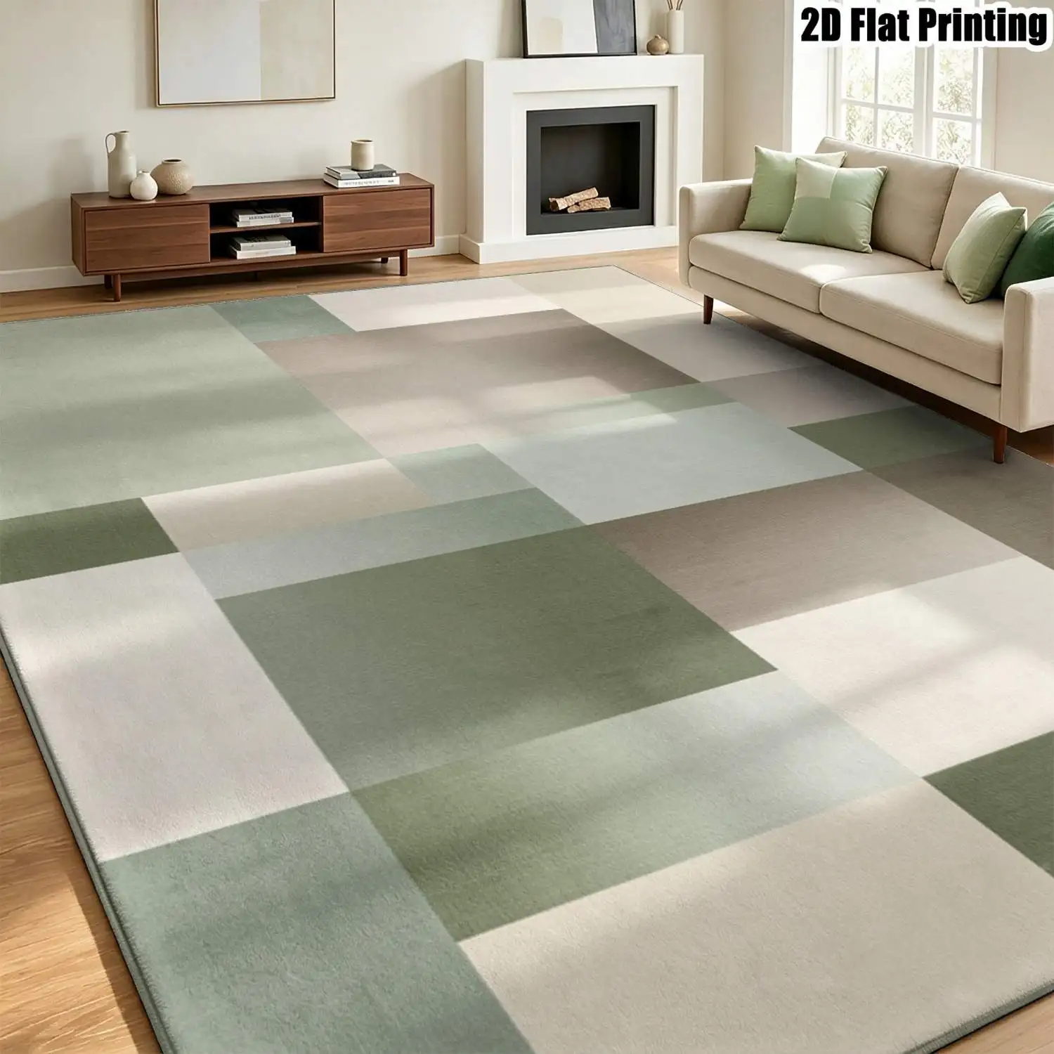 1Pc 2D Printed Morandi Geometric Color Block Carpet, Modern Minimalist Instagram Style Home Decor, Multi-Size Machine Washable, for Entrance, Dining, Foyer, Study, Living Room, Bedroom