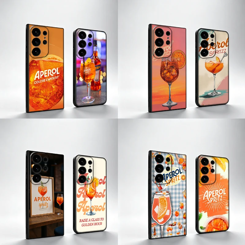 Aperol Spritz Art Phone Case For Samsung S25Edge S26FE Galaxy S22 S25 S24 S26 Ultra S21 S23 S20 Plus Cover Black Shell Coque