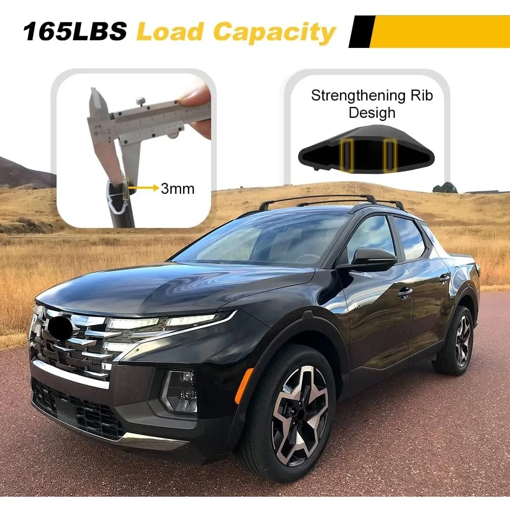 قضبان سقف عالمية قابلة للقفل لسيارة Hyundai Santa Cruz SE SEL Premium Limited موديلات 2022-2025، مناسبة لحامل الأمتعة I