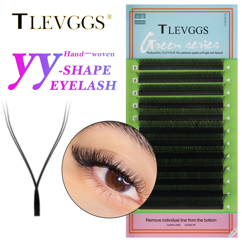 

TLEVGGS eyelashes YY Shape Eyelash Extensions C/D Curl High Quality Idividual black color Two Tip Lashes