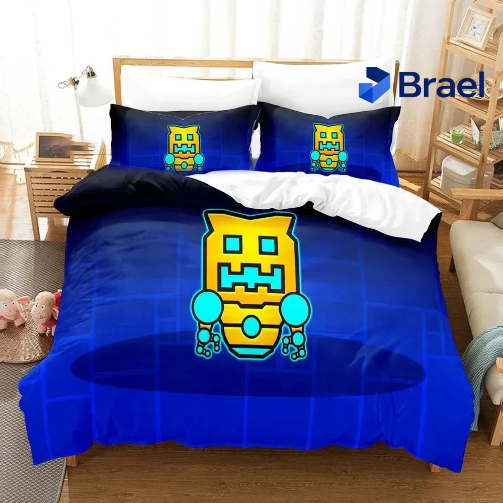 Exquisite Game Geometry Dash Bedding Set,Duvet Cover Comforter Bed Set Quilt Cover Pillowcase,King Queen Twin Size Boys Girls Ad
