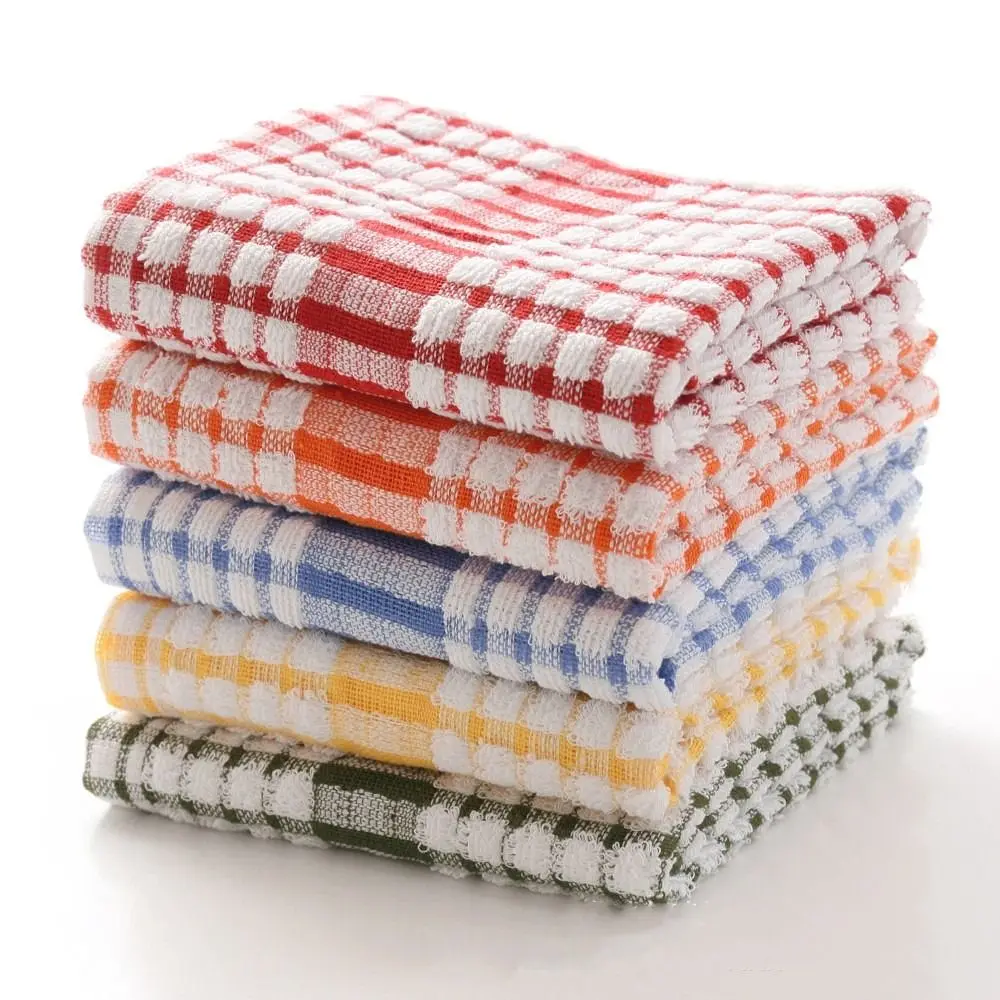 Terry 100% Cotton Tea Towels Set Dish Cloths Kitchen Cleaning Drying