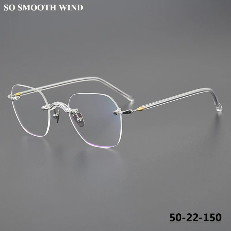 

Handmade Frameless Square Glasses Frame Men Women Polygon Ultralight Titanium Classic Rim Eyeglasses Spectacles Rimless Eyewear