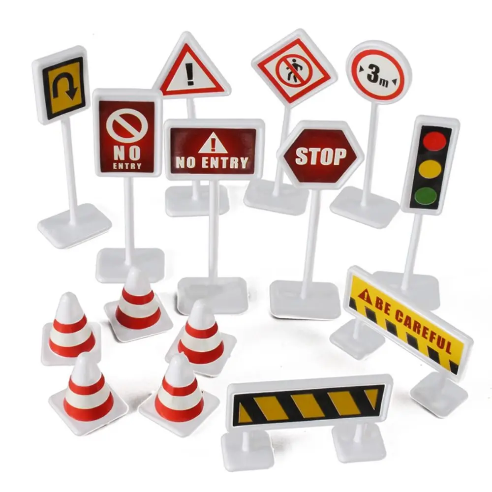 

15Pcs/Set Educationl Car Accessory Traffic Signs Mini Traffic Signs Model Road Block City Traffic Mini Puzzle Boys Girls Gifts