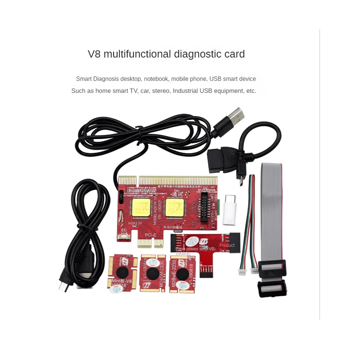 V8 Multifunction Laptop and Desktop PC Universal Post Diagnostic Test Card Debug Support PCI,PCI-E,LPC,Mini,MSATA