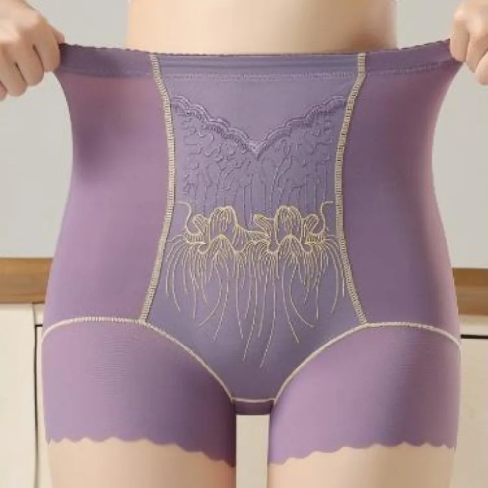 

High Waist Postpartum Body Shaper Shapewear Embroidery Flower Butt Lifter Briefs Belly Contracting Floral Panties