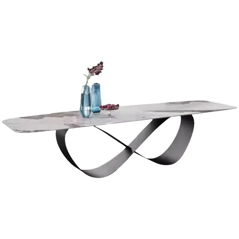 

Light luxury, rock slab dining table and chair combination