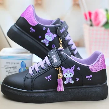 Sanrio hello kitty 2023 primavera otoño zapatos de red antideslizantes zapatos casuales para niñas zapatos de tablero de dibujos animados kuromi zapatos deportivos zapatillas lindas
