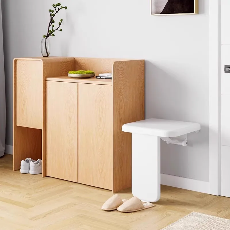 

Foldable BathroomChair Wall-Mounted Anti-Slip Shower Seat Safety Stool forSeniors Home Bathroom FoldingStool Corridor Shoe Bench