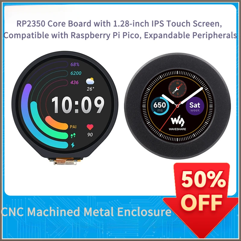 RP2350 1.28-inch Circular Capacitive Touch Display Development Board Type-C Interface Low Power Consumption Compatible with Rasp