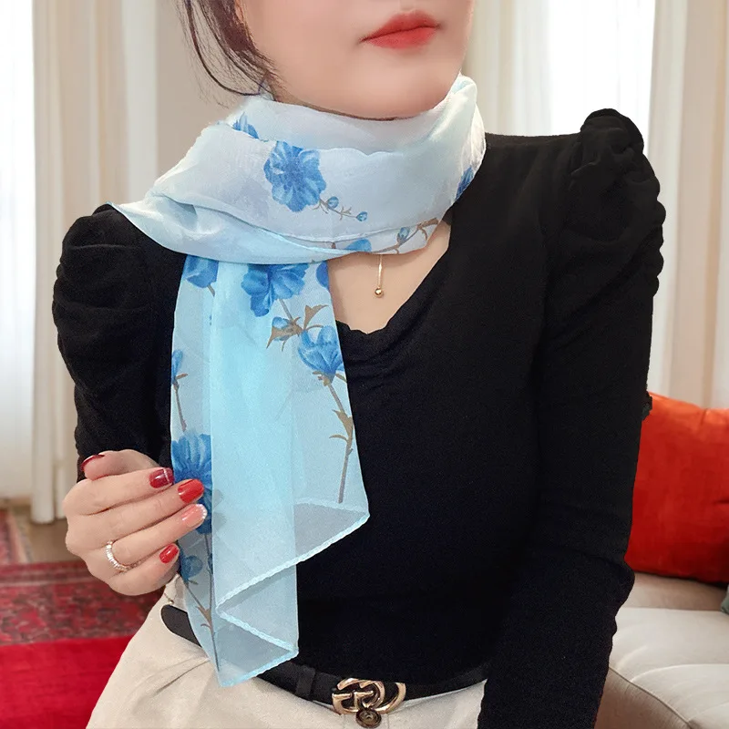 

Chiffon Fairy-Style Scarf Women's Spring/Fall Neck-Warming Scarf Women's Fashionable Lightweight Scarf