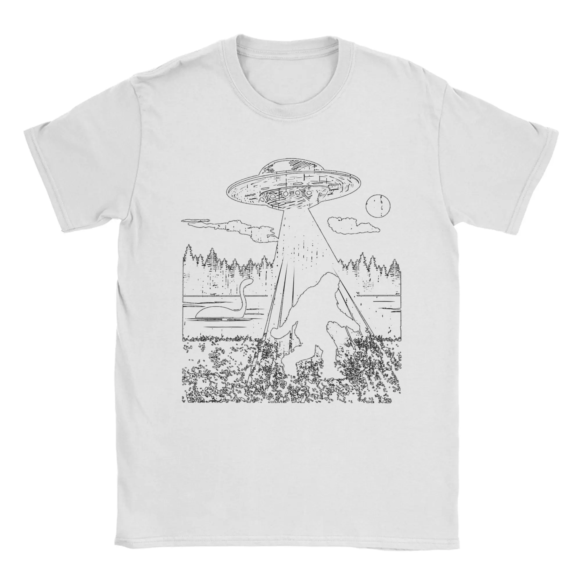 الشارع الشهير تي شيرت الشاطئ بيج فوت UFO اغطية Sasquatch الهبي تي شيرت القطن المحملة الرجال Y2K متعة مطبوعة قصيرة الأكمام تيز #2